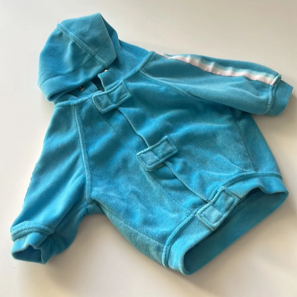 Dog Retro Jacket Turquoise Hooded